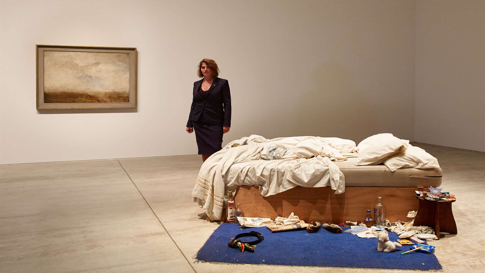 Tracey Emin at her exhibition Tracey Emin ‘My Bed’/JMW Turner. Photo: Stephen White, courtesy Turner Contemporary