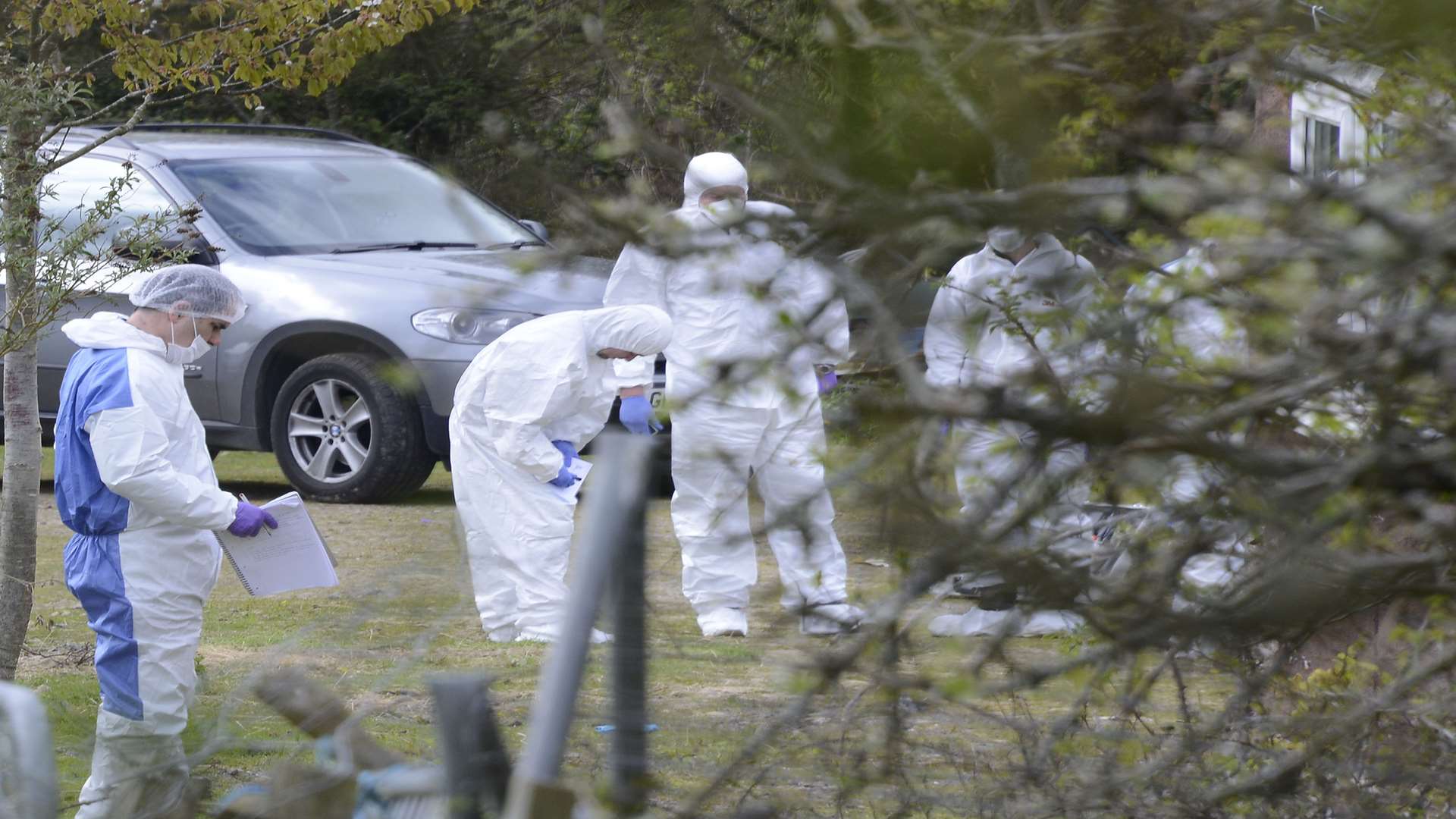 Forensic officers at the scene of the fatal shooting in Goudhurst