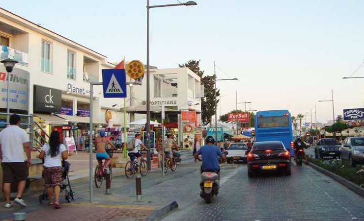 A busy main road in Makronissos, Ayia Napa in Cyprus