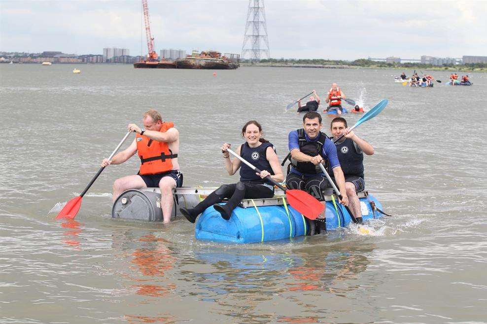 The team that came second at the Annual Raft race and Summer Fair.