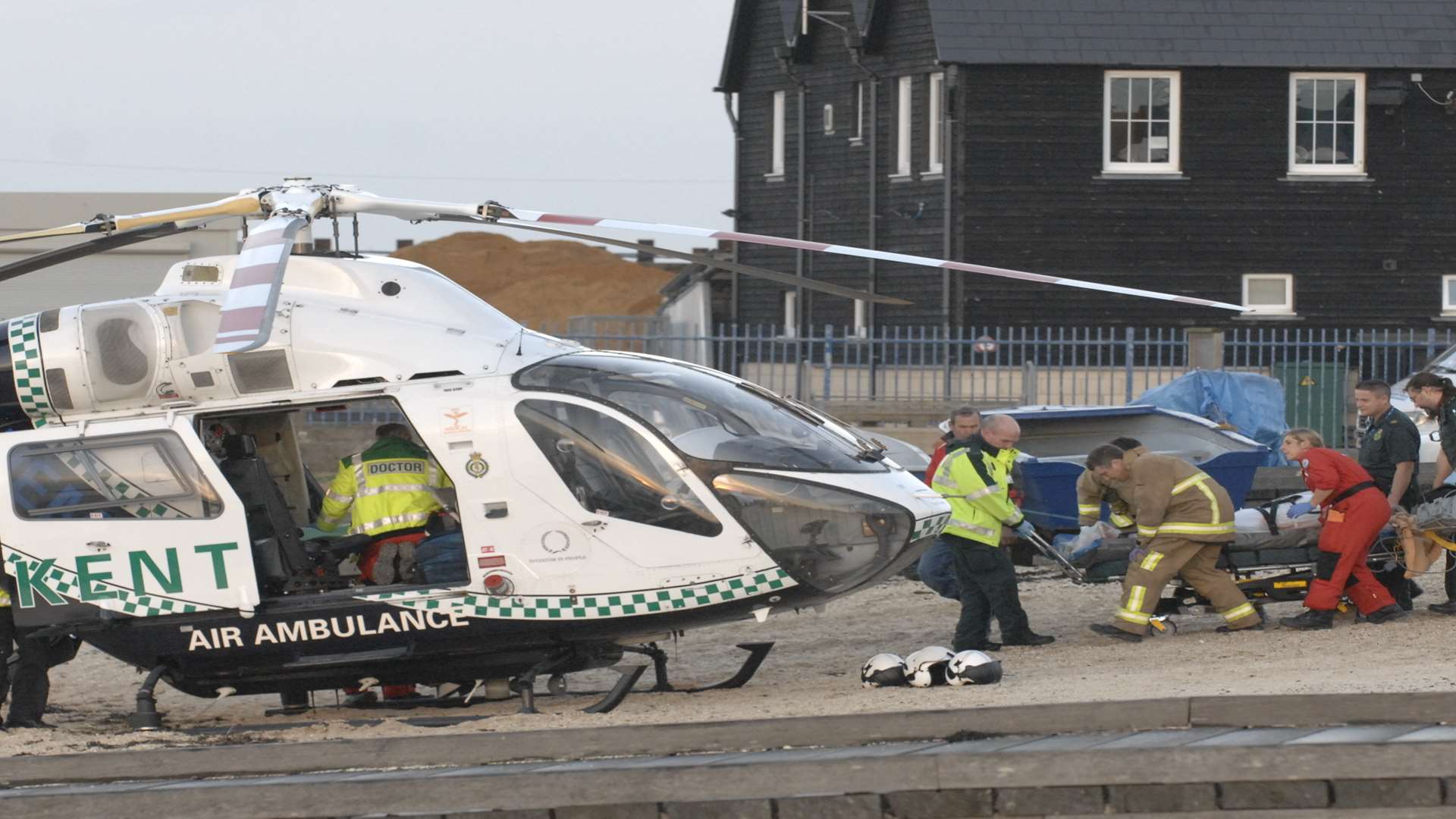The air ambulance landed on the beach