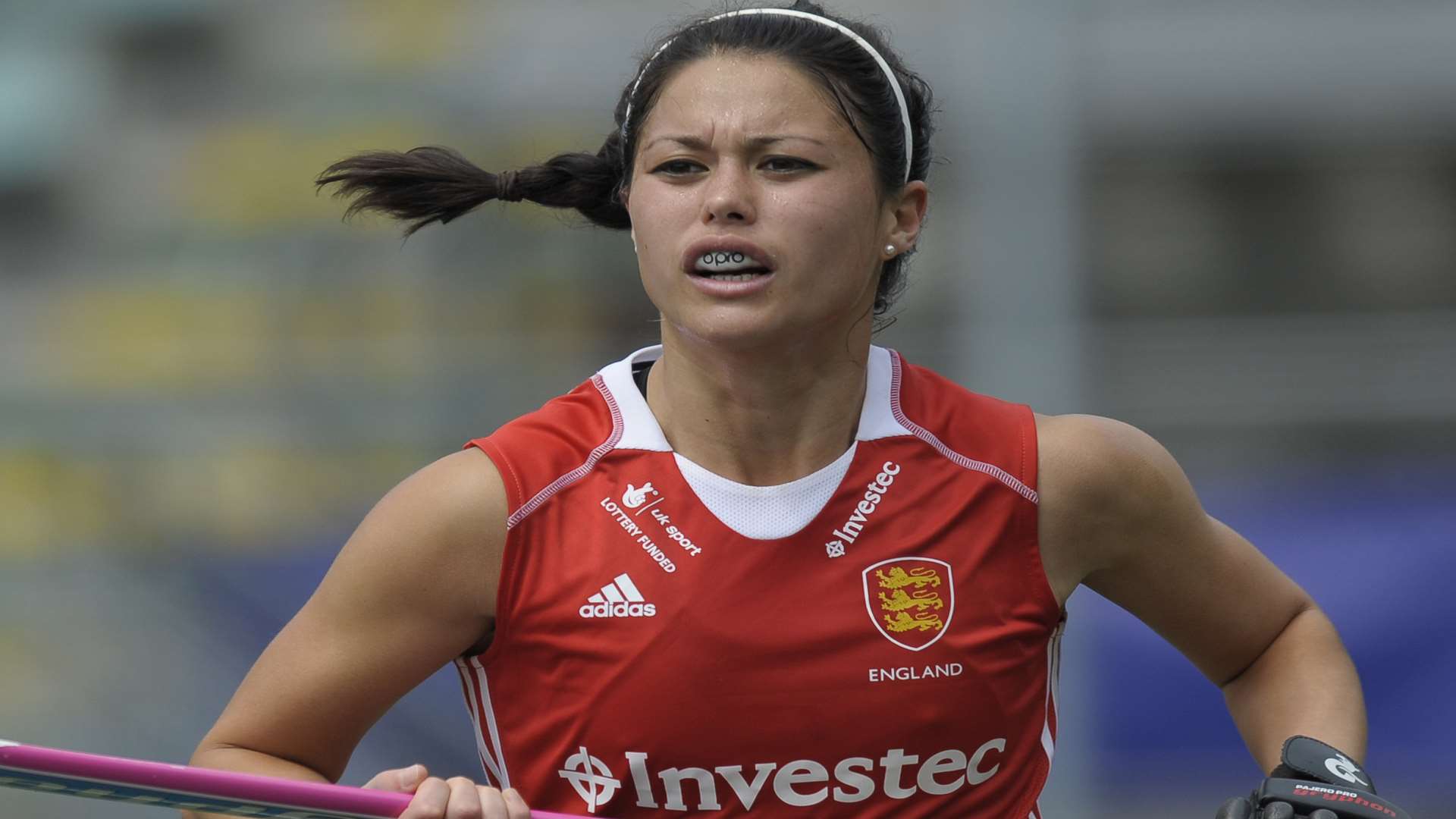 Sam Quek in action on the hockey pitch. Picture: Ady Kerry/England Hockey