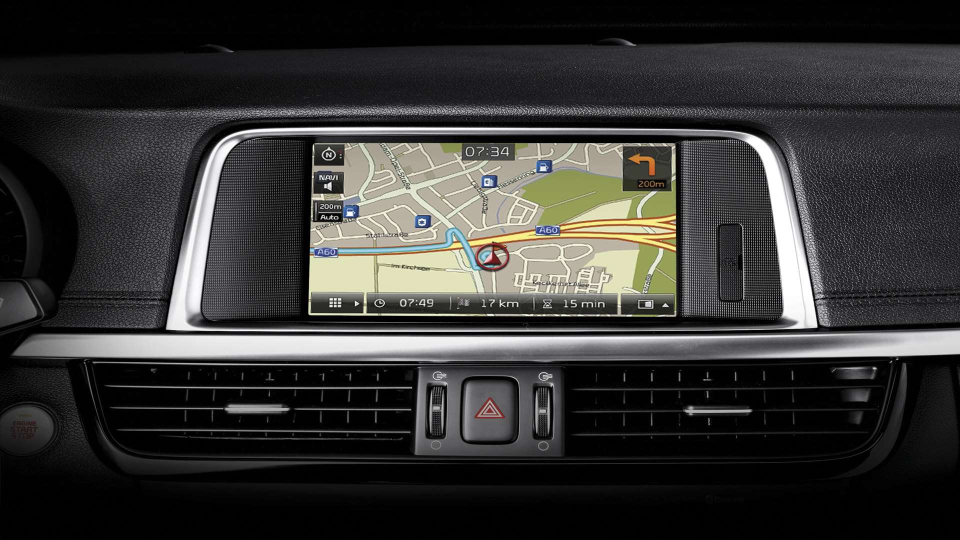There is a seven-inch touchscreen with sat nav