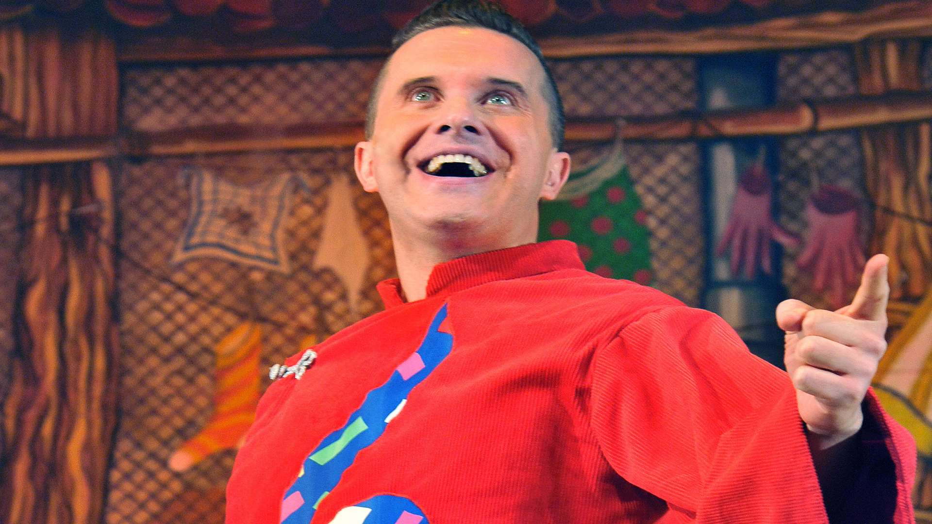 Mister Maker Phil Gallagher as Wishee Washee in the Marlowe's Aladdin