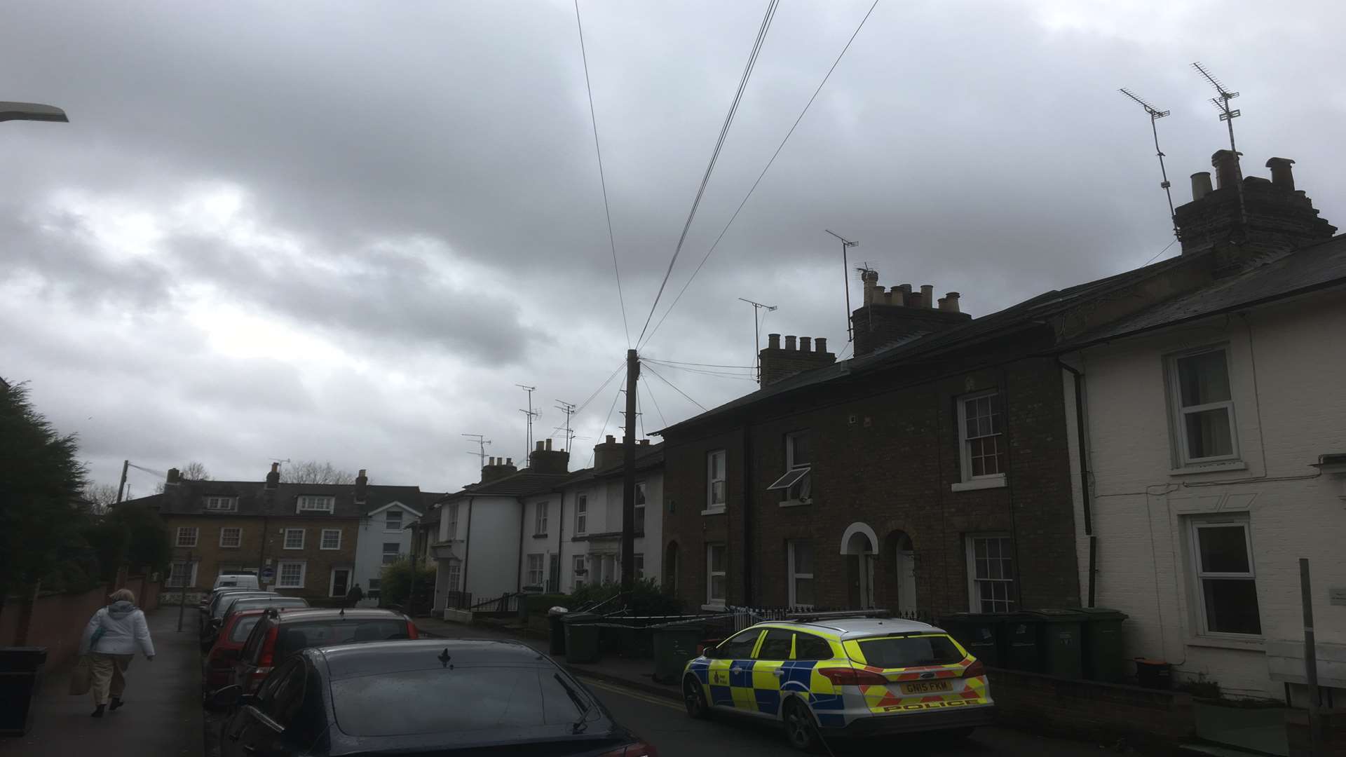 Police remain at the scene in Marsham Street this morning