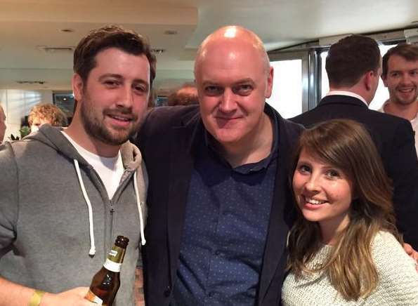 Mock the Week presenter Dara O'Briain with Rob and Michelle Ellmore