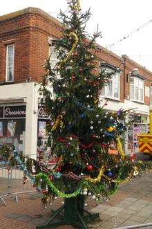 The spruced-up Christmas tree in Mortimer Street, Herne Bay