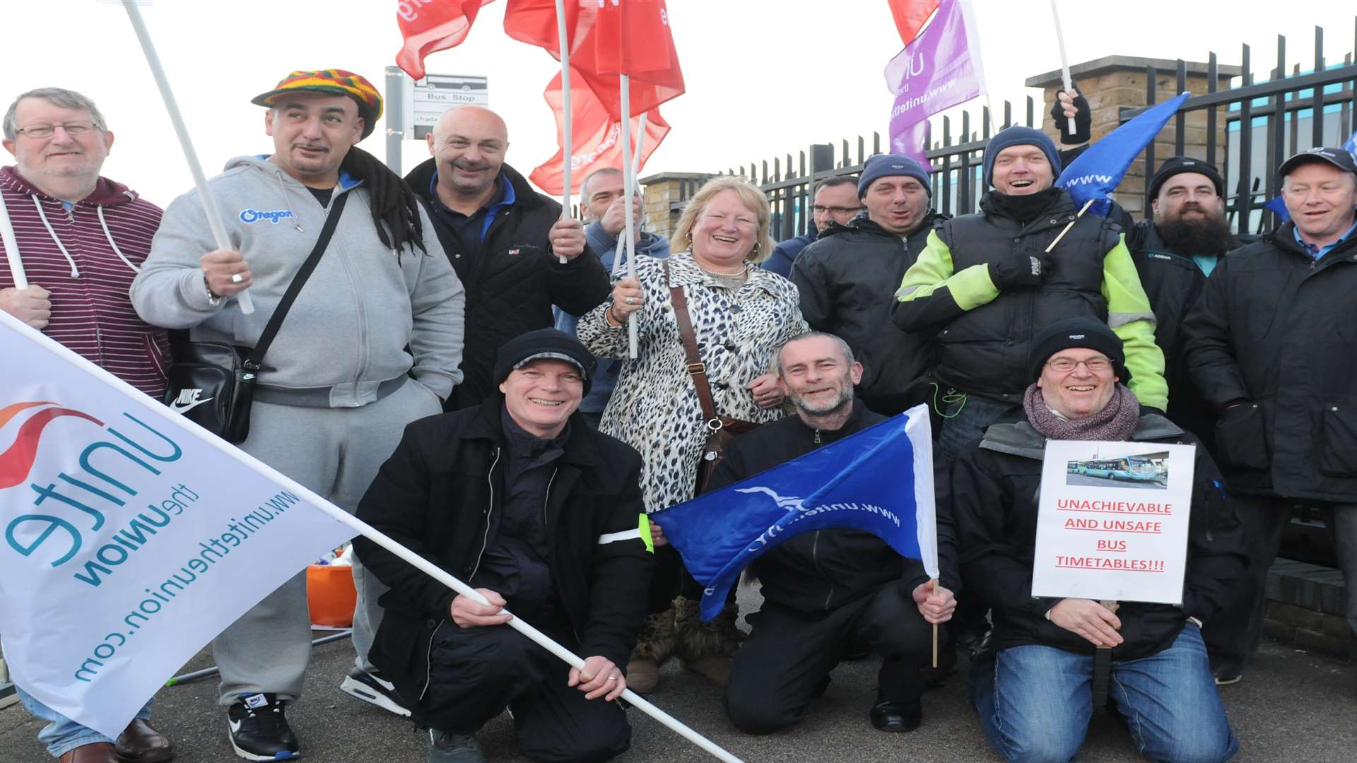 Drivers on the picket line on Friday. Picture: Steve Crispe.