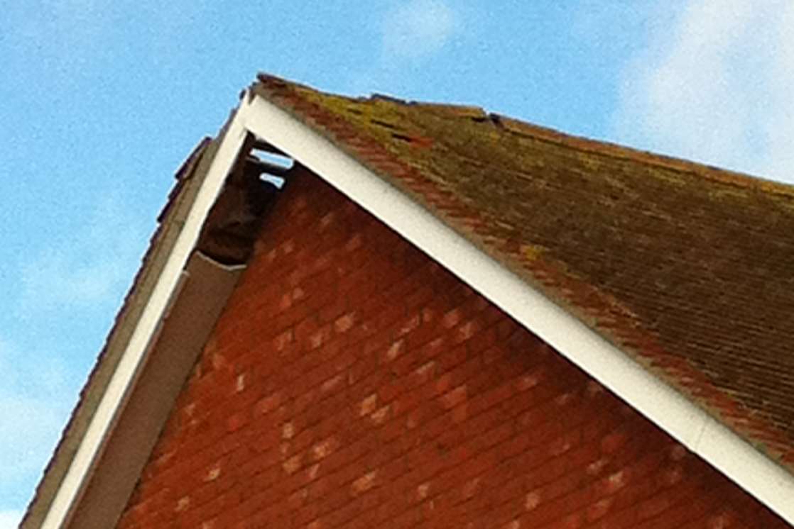 Damage to roof after lightning hit house