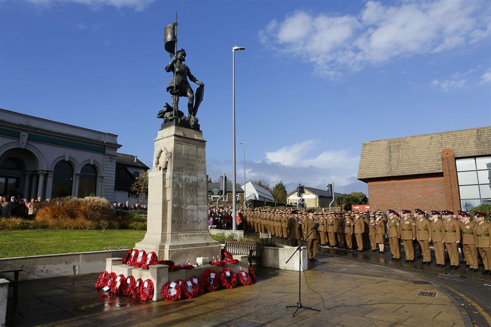 Maidstone War Memorial during 2018's Remembrance Service in Broadway, Maidstone. Picture: Andy Jones (18288308)