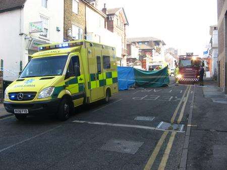 Emergency services at the scene of the crash in Union Street, Maidstone
