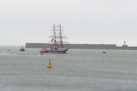 The Olympic torch arrives in Dover by tall ship. Picture: Jess Banham