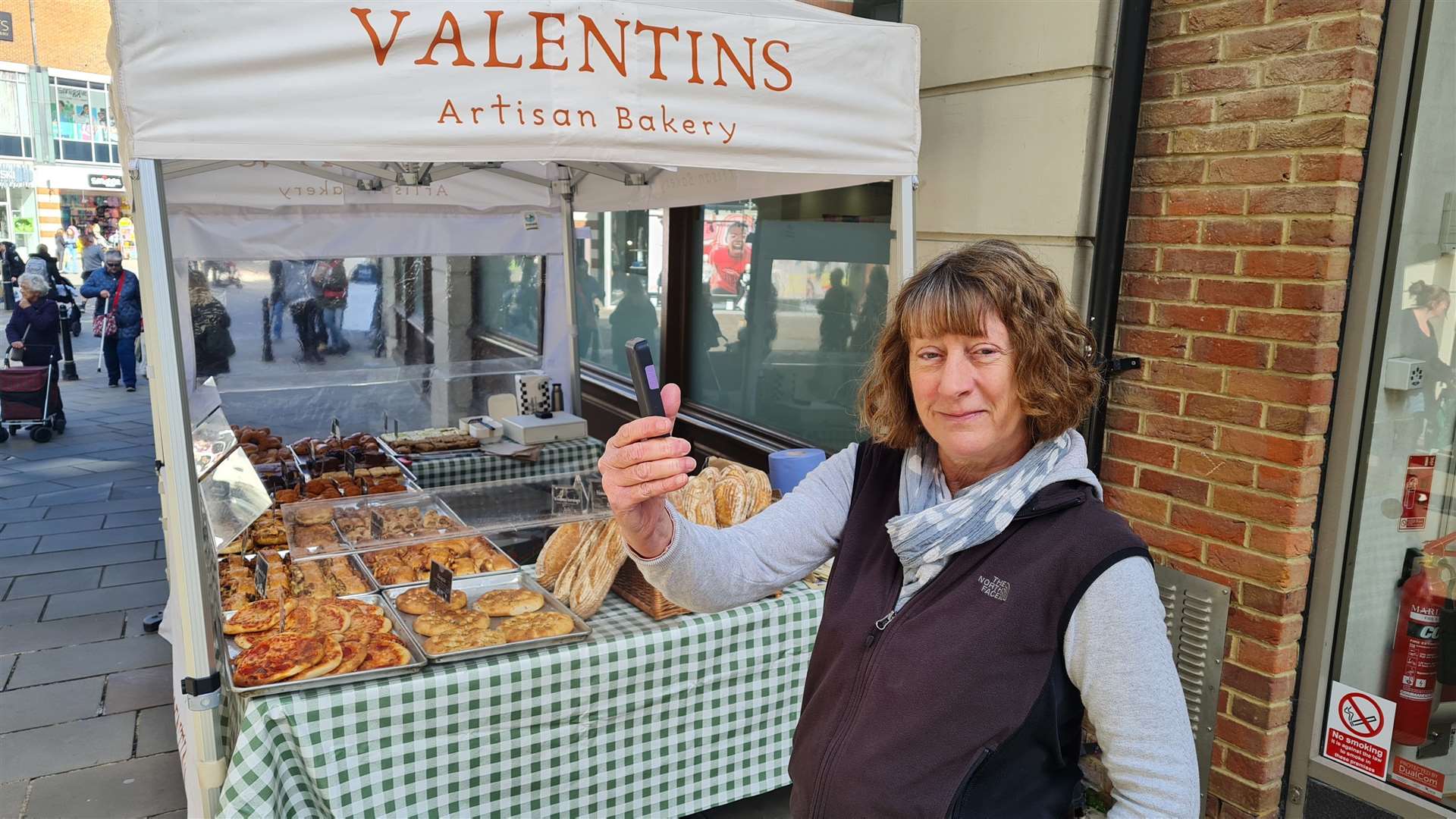 Lesley Riding, Valentins Artisan Bakery stallholder in Canterbury city centre