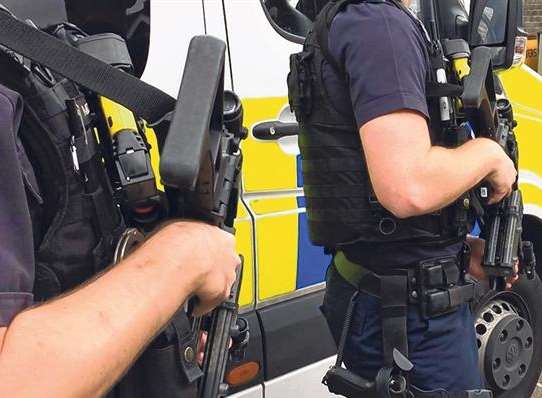 Armed police. Stock image