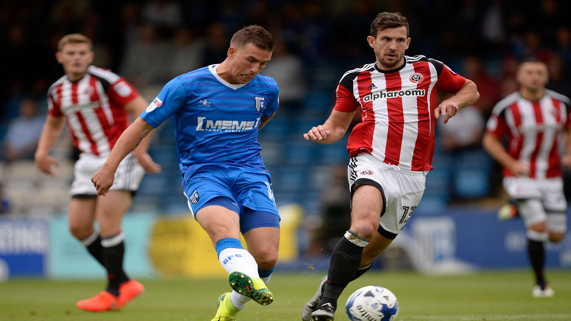 Cody McDonald tries his luck for Gills against Sheffield United Picture: Ady Kerry