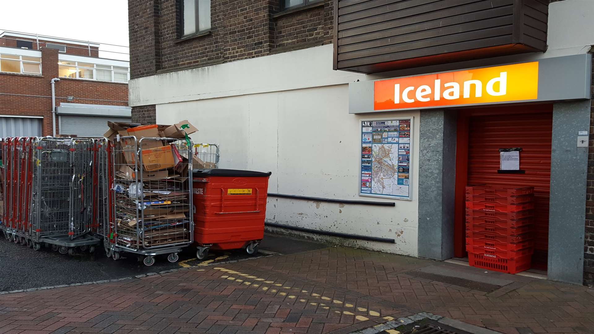 The rear entrance to the Iceland store has been closed