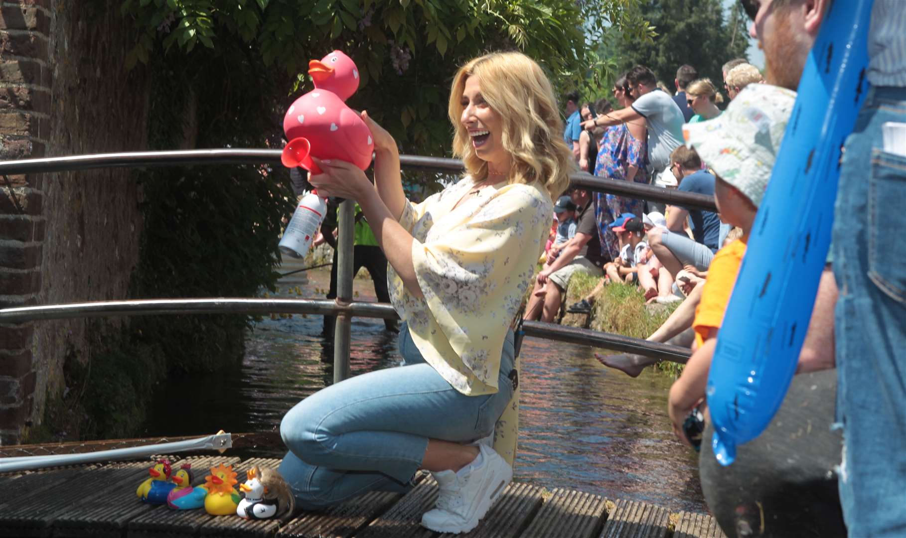 Stacey Solomon releases her ducks at last year's Loose Duck Race Picture: John Westhrop