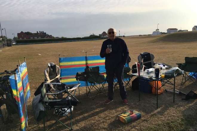 Vernon Gidman set up camp at 5.10am to secure the best spot for the Royal Marines Concert
