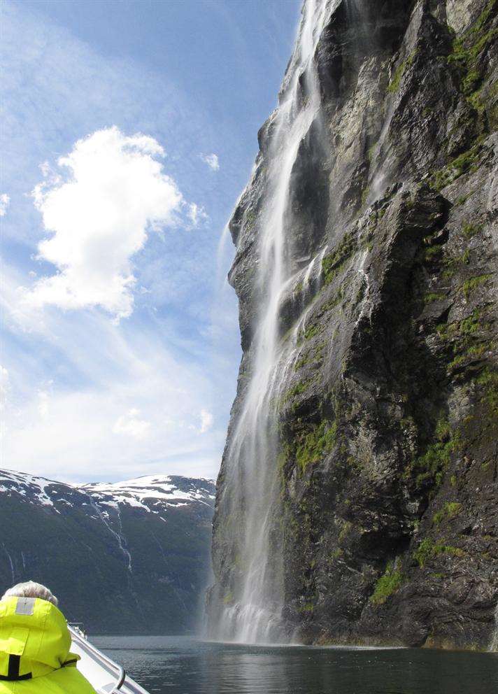 Viewing waterfalls from a RIB at Geirangerfjord. Picture: Suz Elvey