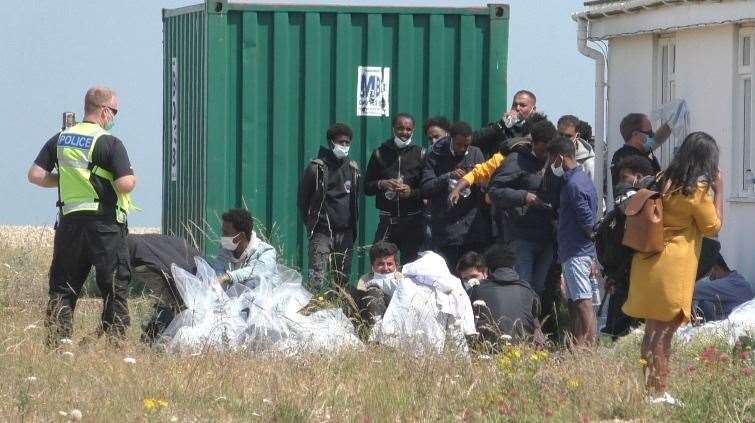 Asylum seekers who landed at Dungeness beach last month. Photo: KMTV