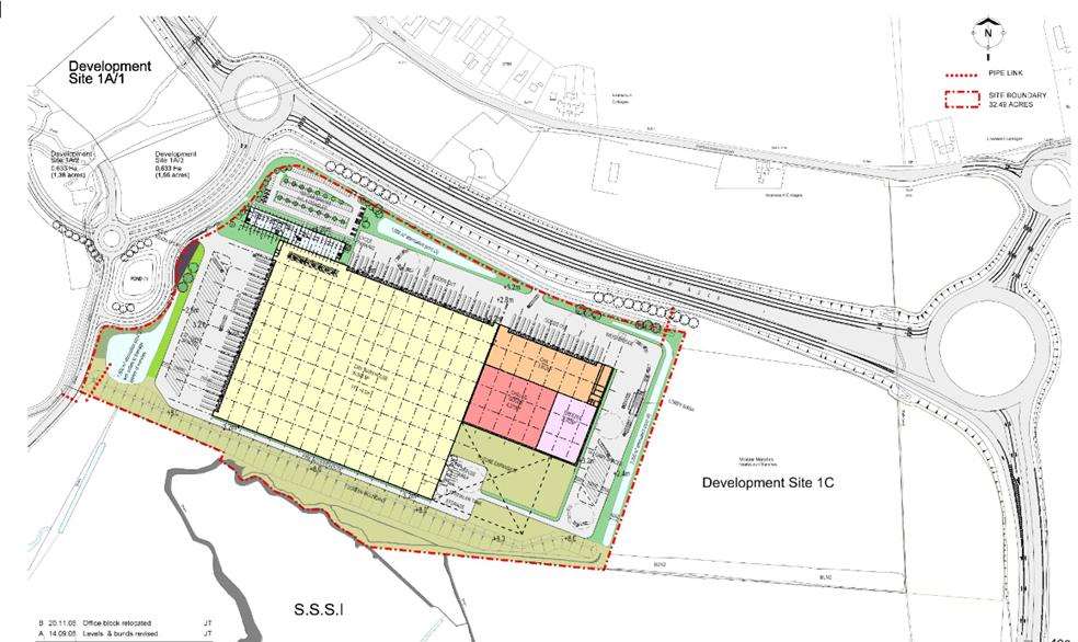 The original plans for the Aldi HQ office building and distribution centre, which were scrapped in 2010