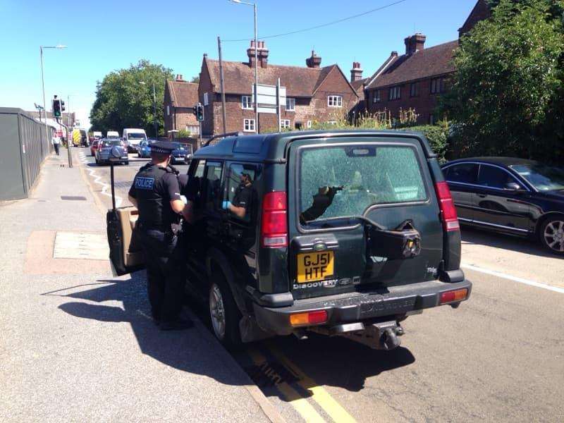 Police recovering the stolen Land Rover