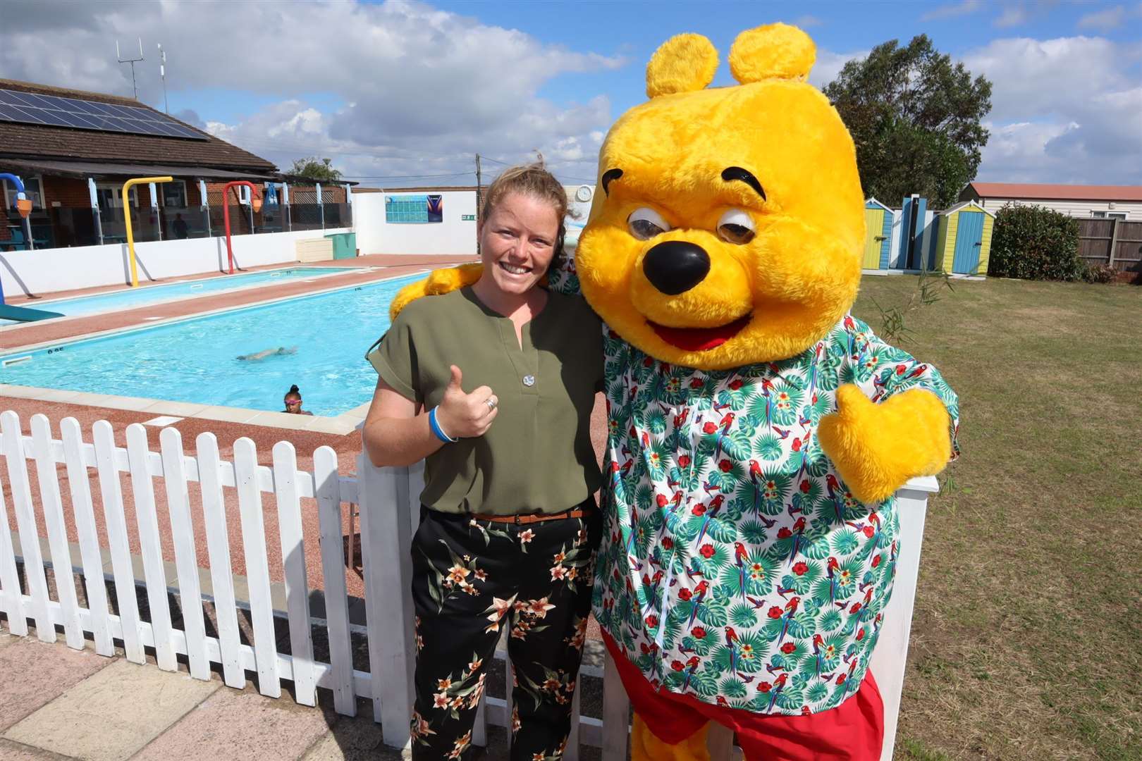 Jo Treadgold and Goldie the mascot at Golden Leas, Minster, Sheppey