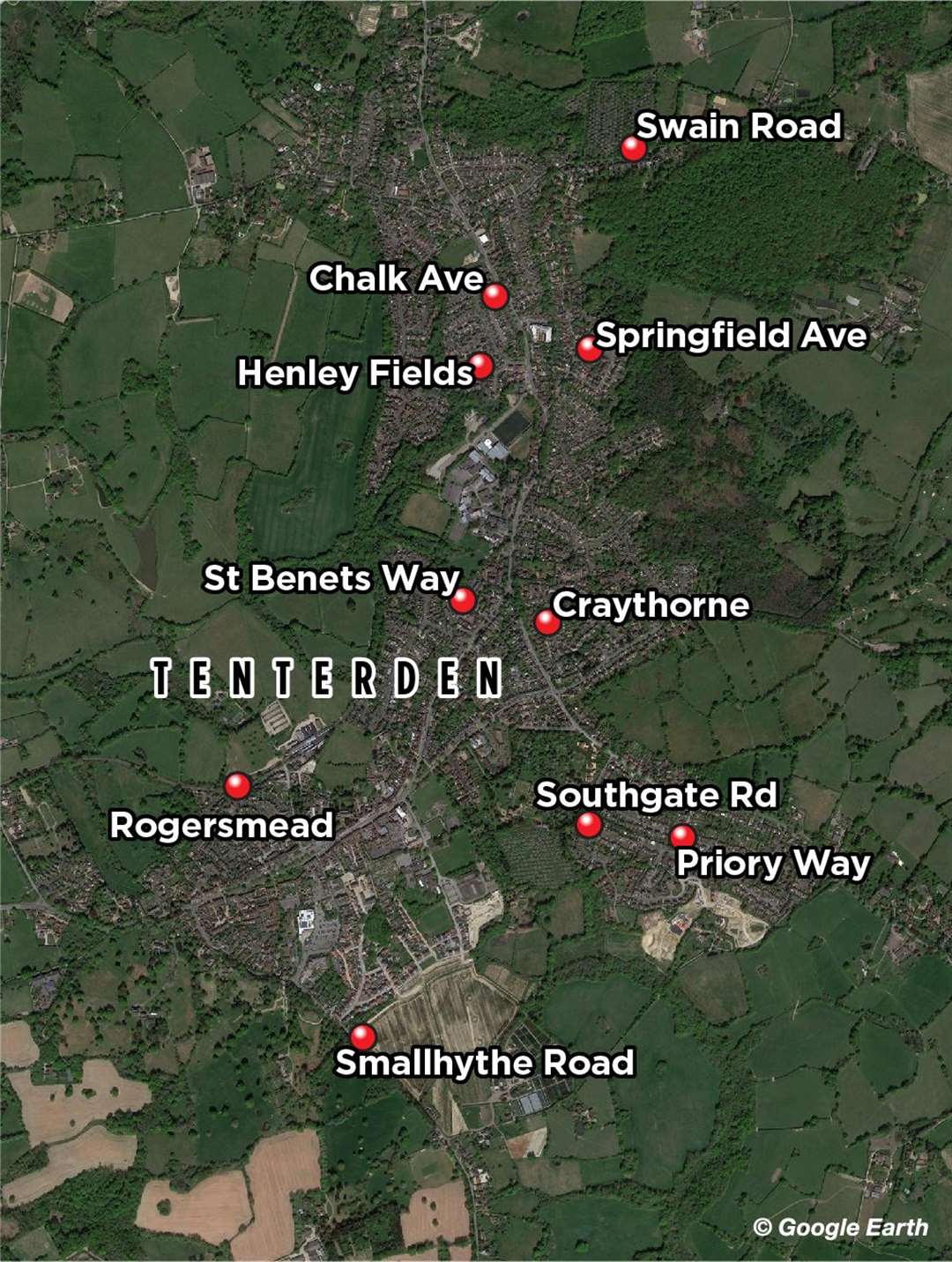 A map showing the locations of the stolen covers