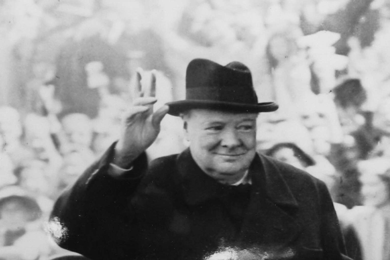 Winston Churchill during a visit to Hague, Netherlands in 1945