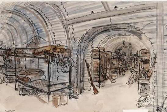 The only surviving image of Fan Bay Deep Shelter. Imperial War Museum