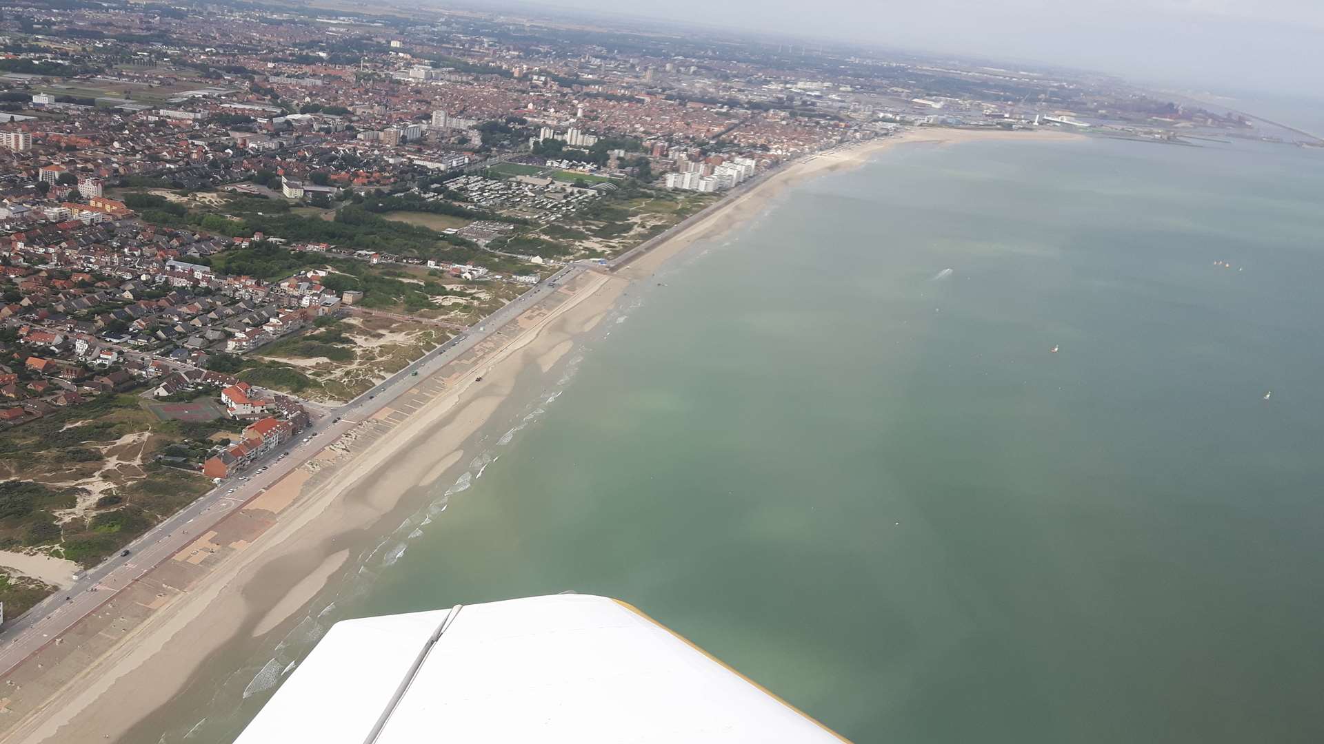 A stunning panaroma of Dunkirk's beaches and the harbour in the distance.