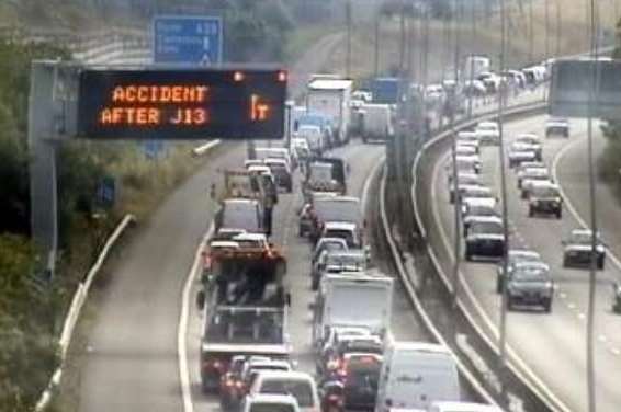 Delays on the M20 after a man was killed by a lorry on the A20