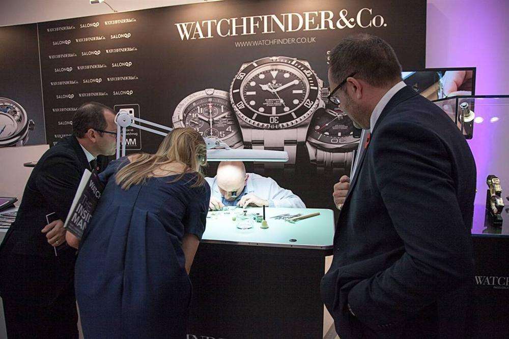 The Watchfinder stall at the SalonQP exhibition at the Saatchi Gallery in London