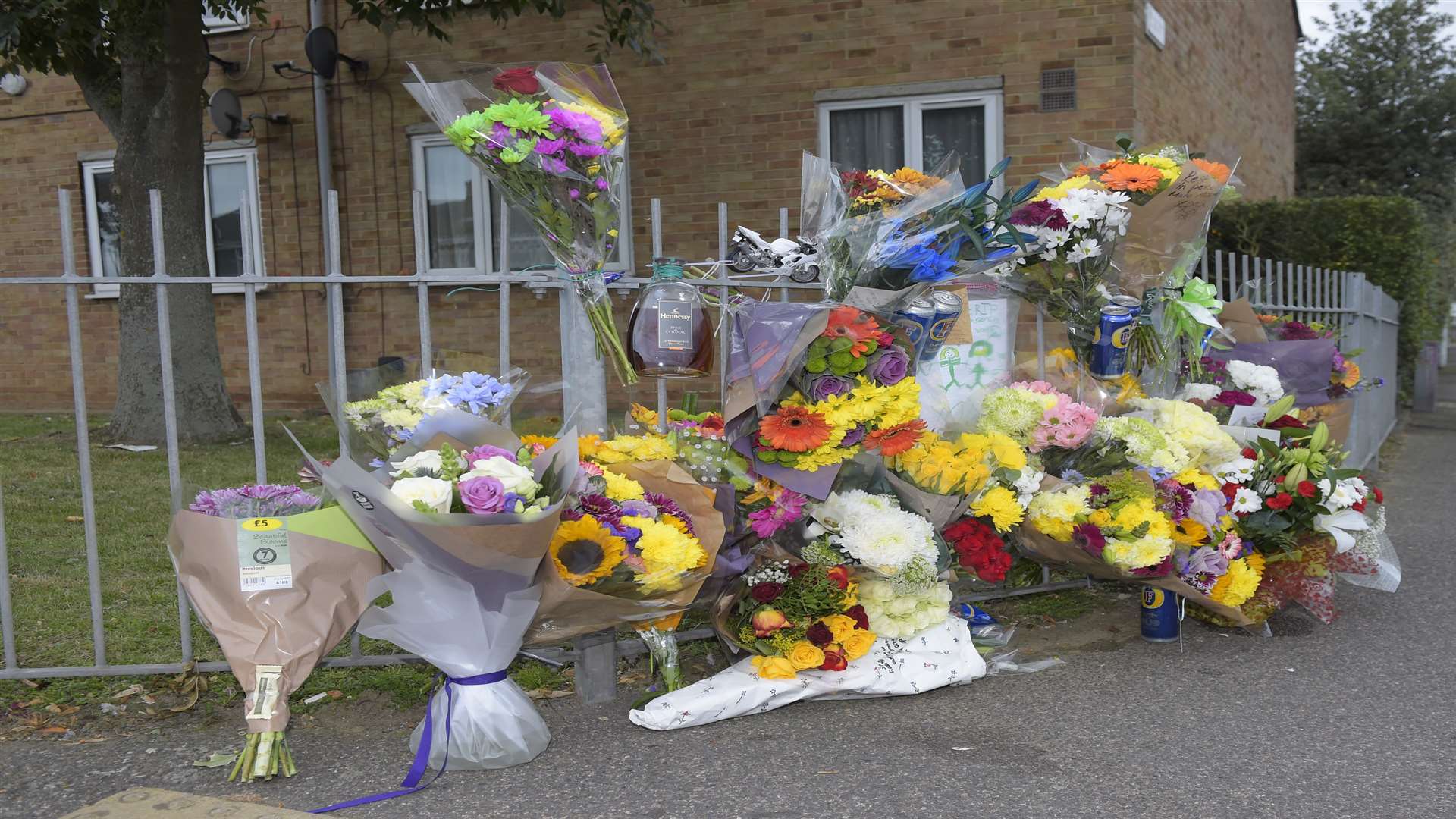 Several bouquets were left to the popular motorcyclist