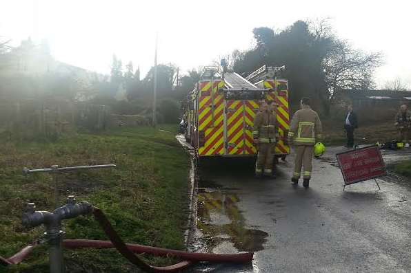 Fire crews at the scene of the blaze in Farningham