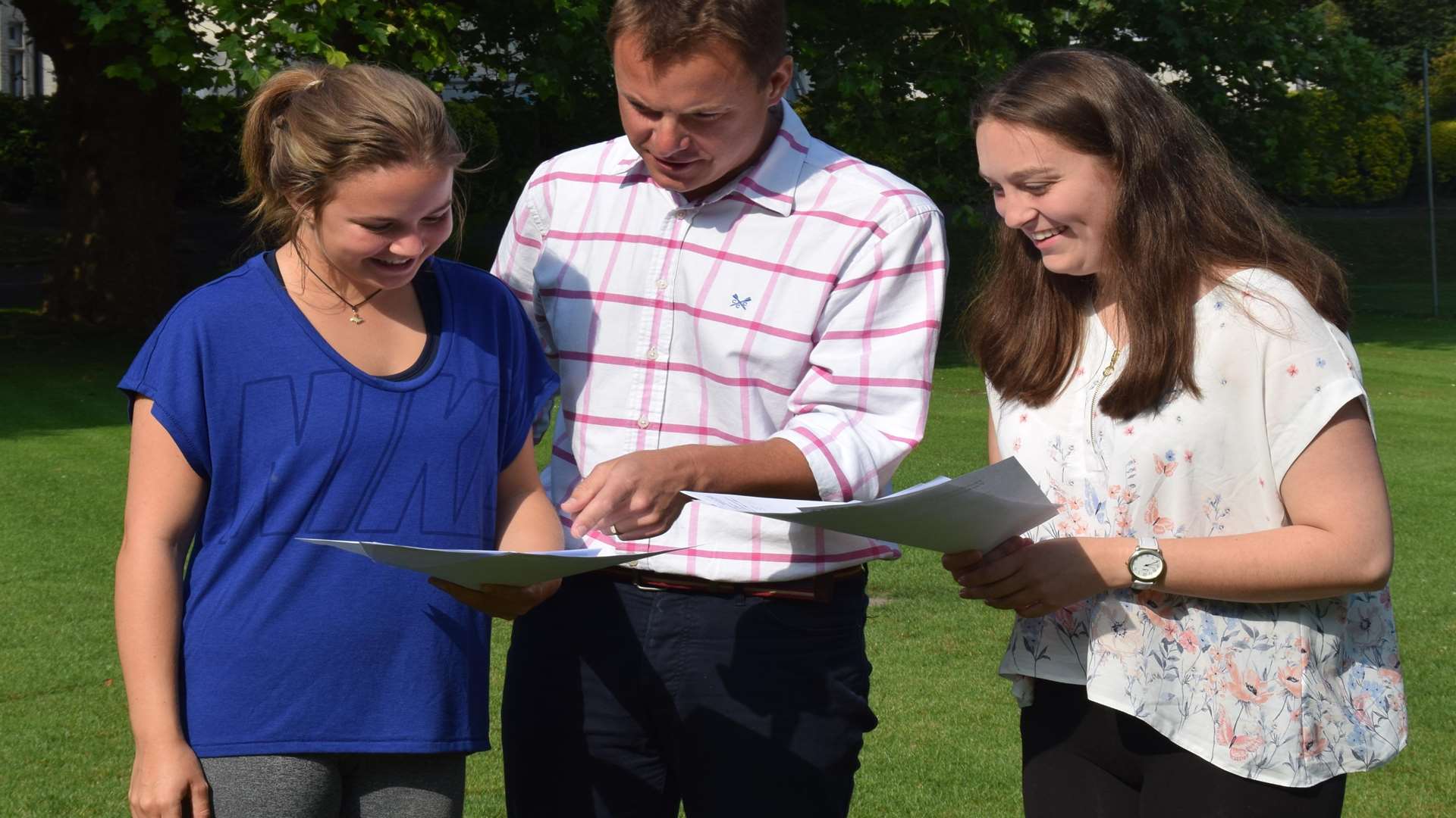 A level results being celebrated at Dover College last year. Library image.