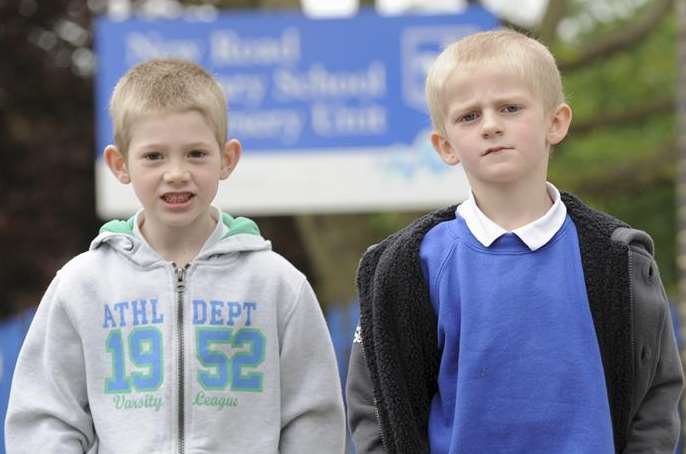 Zeak Harris-Ball, left, and Kane Hallam-Westbury walked out of Chatham's New Road Primary School