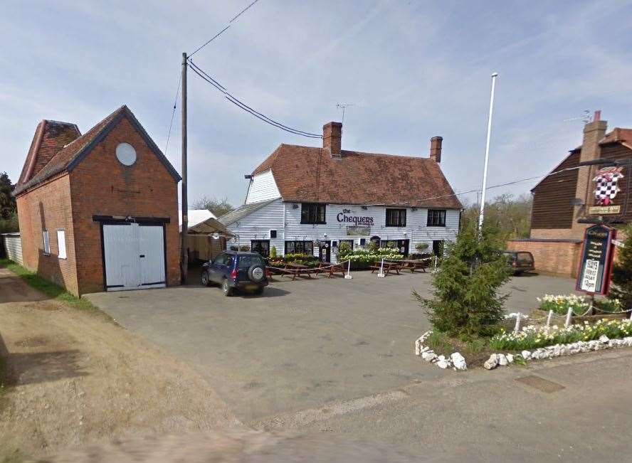 The man was rescued from water behind The Chequers Inn. Picture: Google Street View