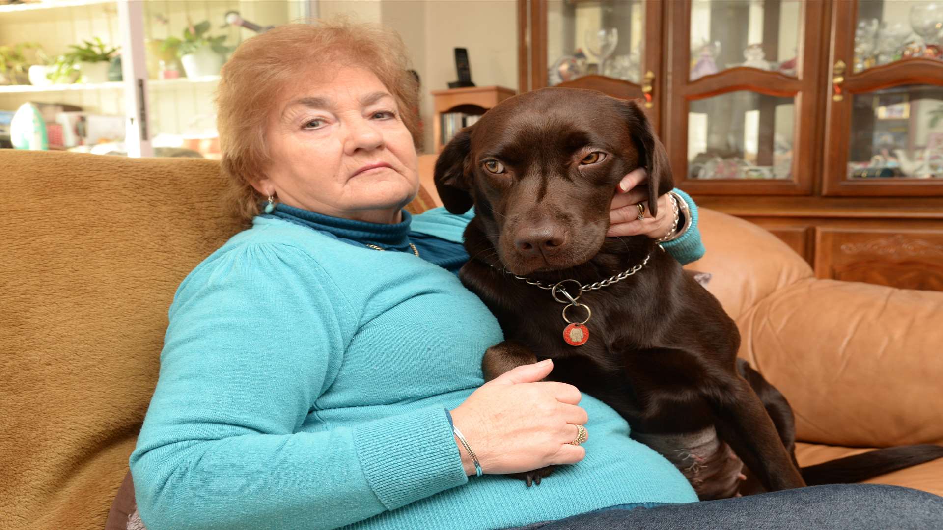 Wendy Methley of Nursery Close, Sheerness, and her dog Poppy, who swallowed a fish hook