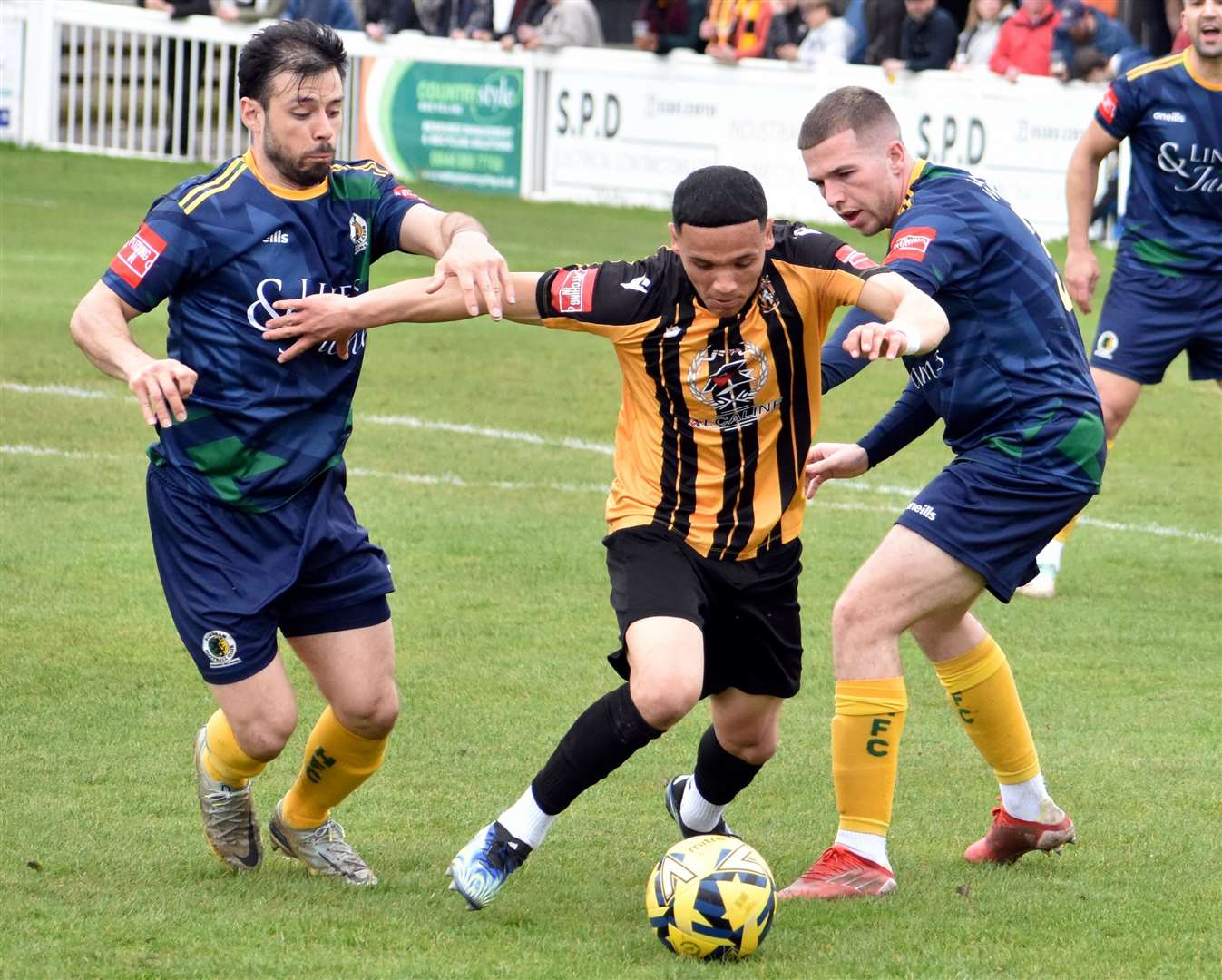 Eddie Allsopp of Folkestone looks to find some space in their weekend win at home to Horsham in Isthmian Premier. Picture: Randolph File
