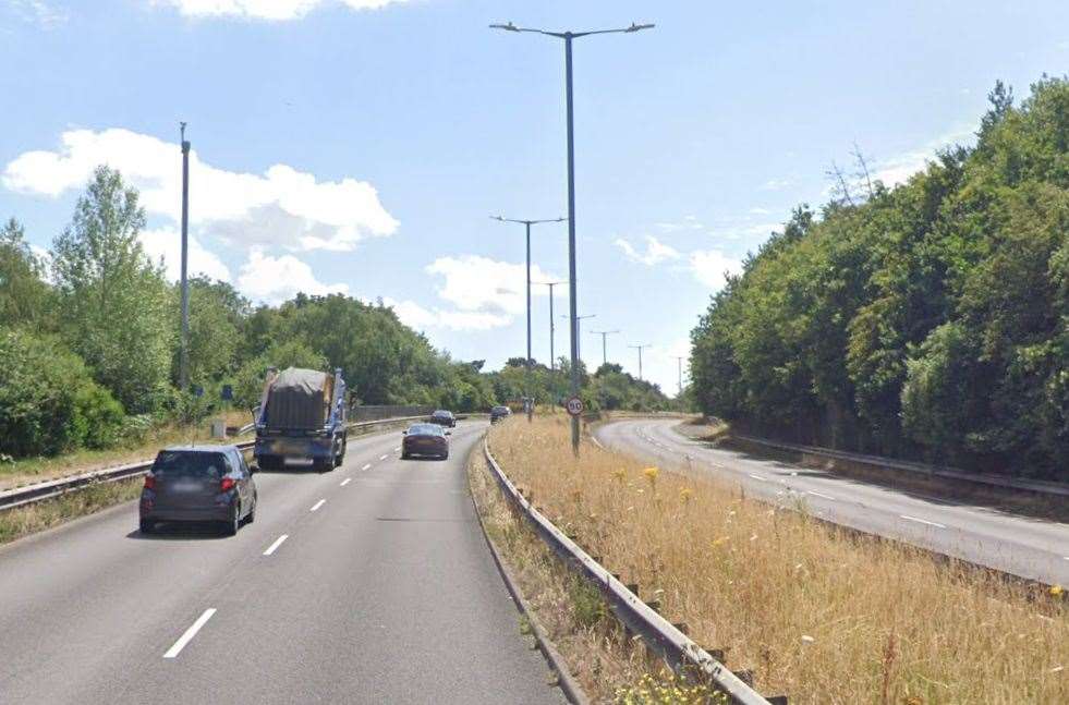 The A228 Ashton Way, known as the West Malling bypass, has been closed between Kings Hill and Leybourne. Picture: Google