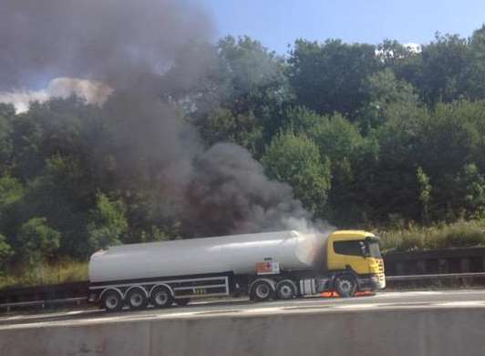 The fire is on the M25 near Clacket Lane services. Picture: Beth Wood