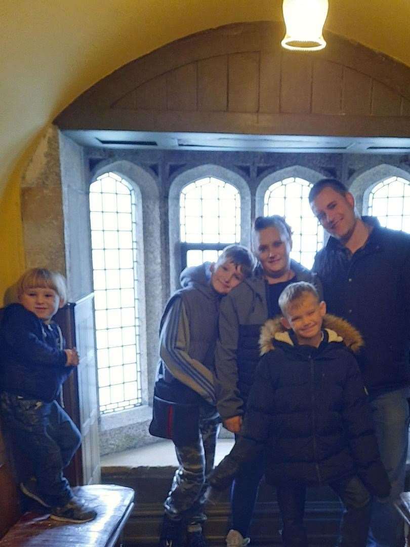 Karen with her family in Cornwall last year, where she was proposed to
