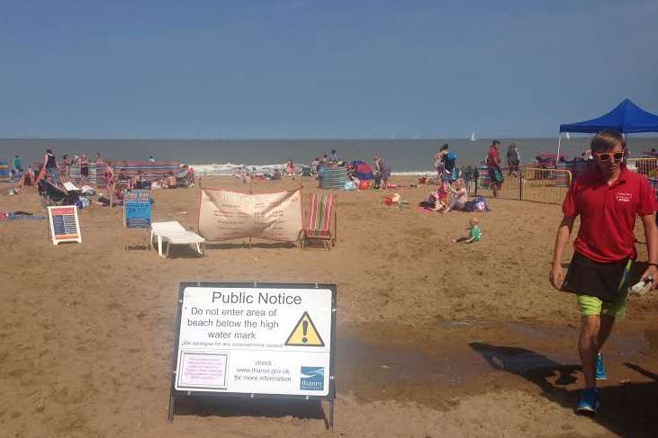 A warning to bathers at Joss Bay in Thanet in July