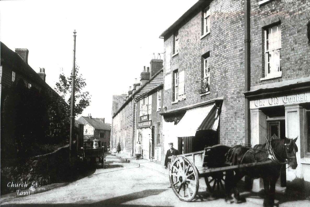 Church Street in Tovil, seen from the junction with Tovil Hill. See the Old English Gentleman pub on the corner