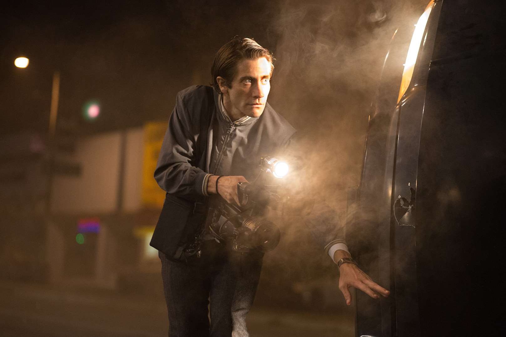 Jake Gyllenhaal as Lou Bloom, in Nightcrawler. Picture: PA Photo/Handlout/eOnel