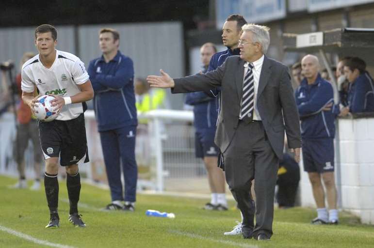 Steve Brown and Chris Kinnear look on during Tuesday night's Kent derby