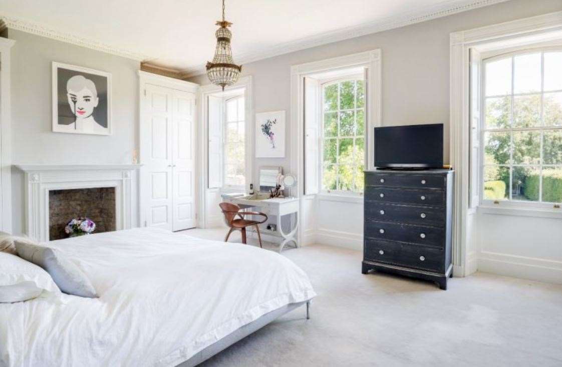 One of the eight stylish bedrooms at The Old Rectory in Wickhambreaux, Canterbury. Photo: Strutt & Parker