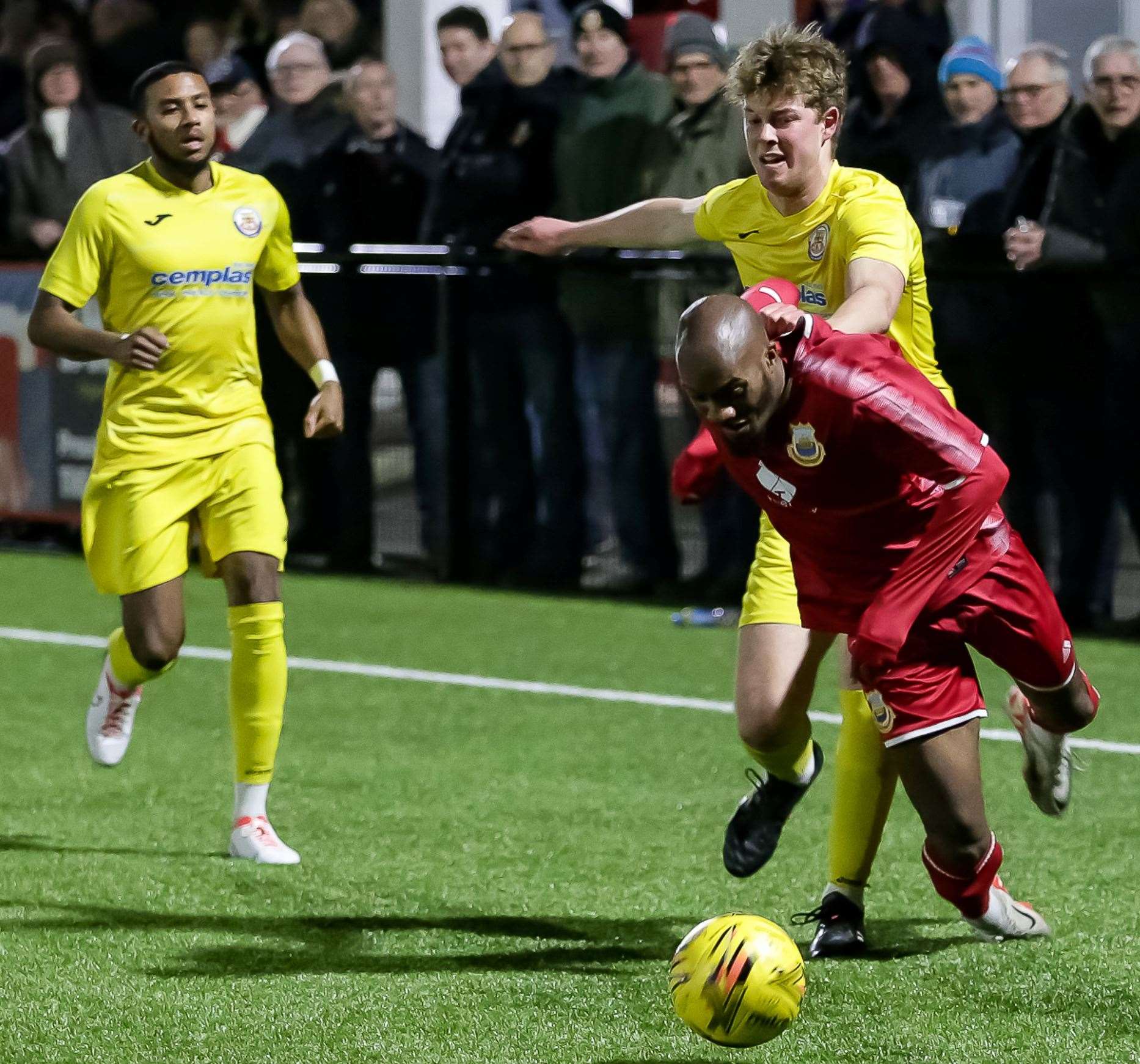Whitstable home debutant Malachi Hudson is brought down. Picture: Les Biggs