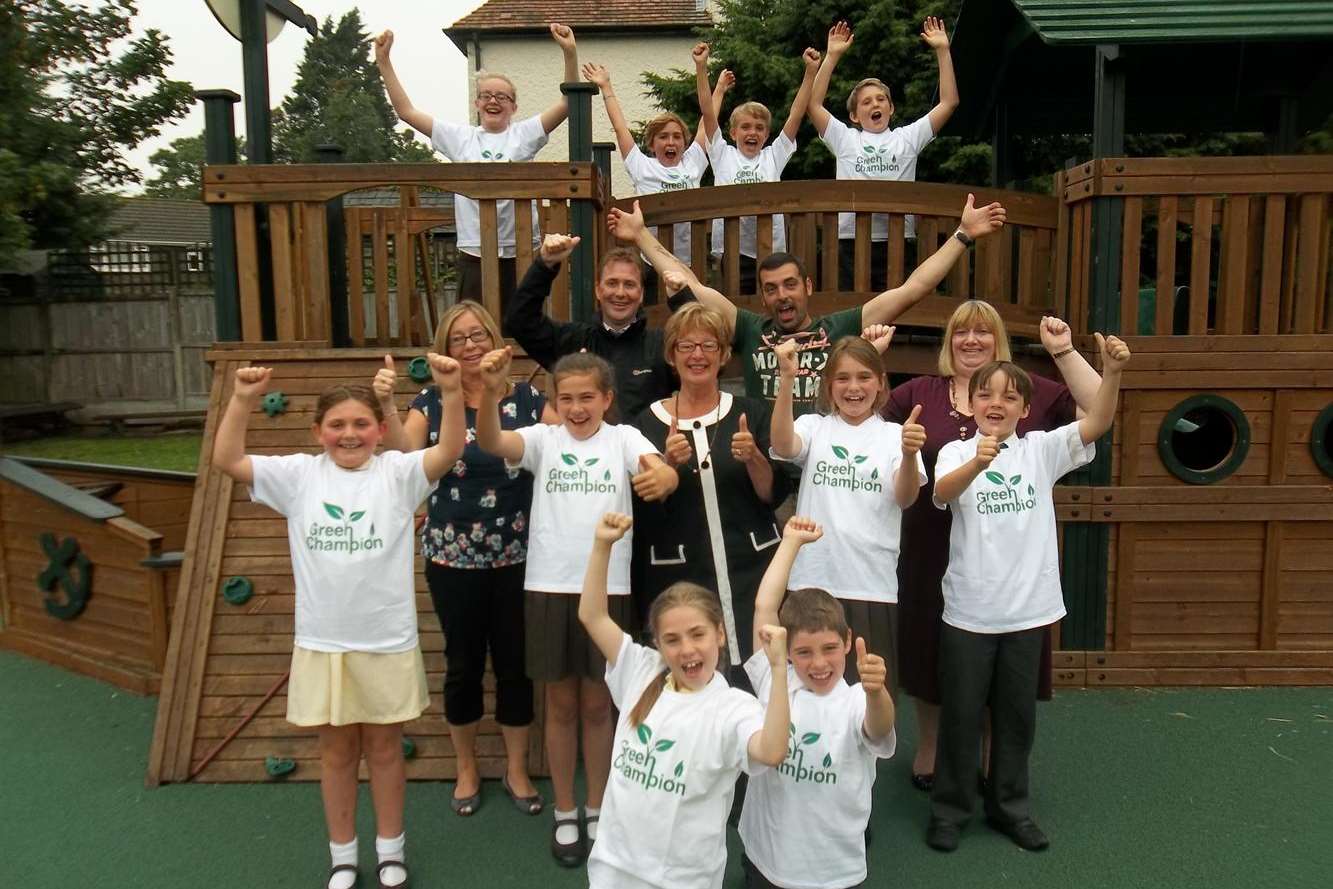 Cllr Iris Johnston, Thanet Council leader, congratulates the School Council at St Joseph's Catholic Primary School, Broadstairs for being the best Green Champions